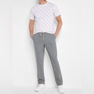 Men’s Express Extra Slim Gray Tech Dress Pants with Drawstring, 28 X 30